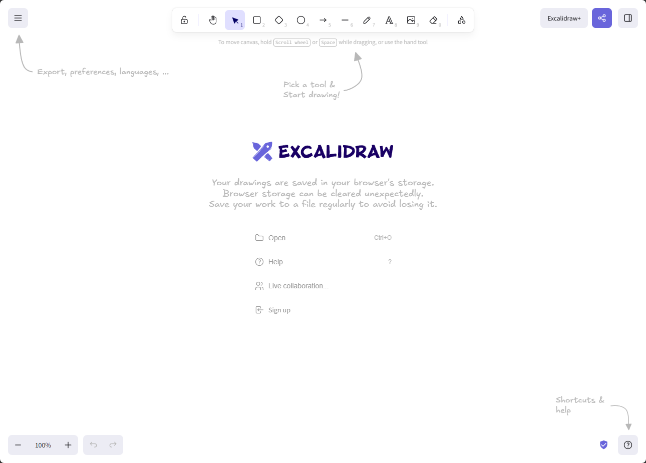 The excalidraw editor