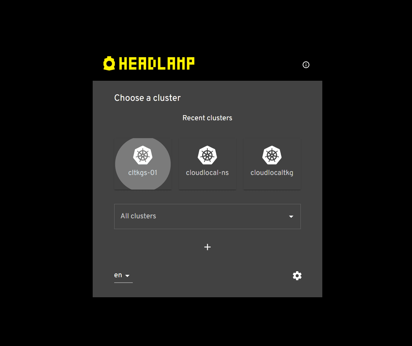 Choose the cluster you want to connect to