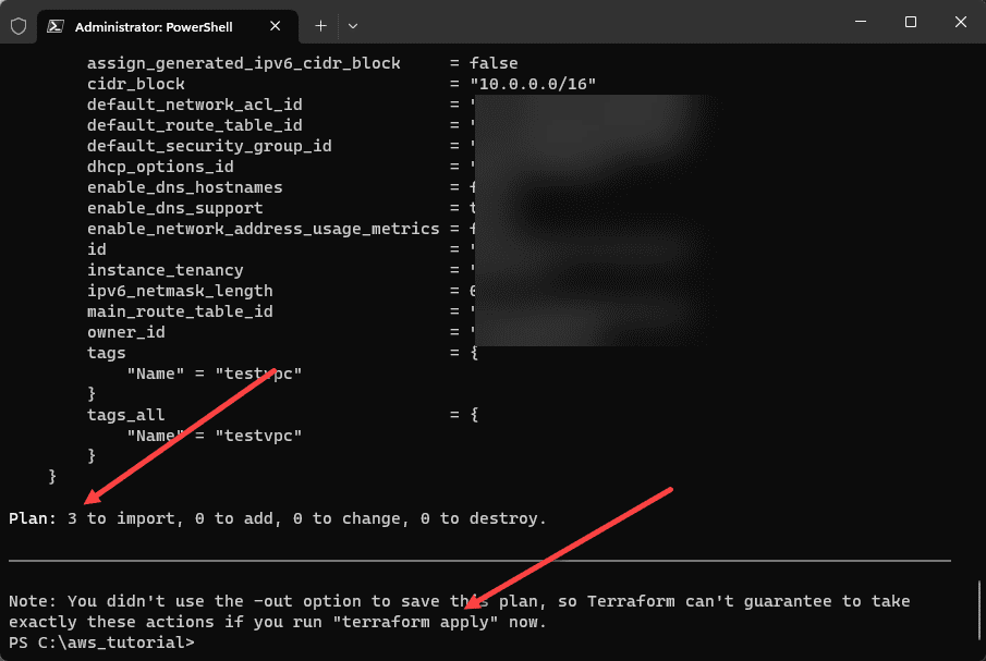 Errors resolved and running a plan and apply