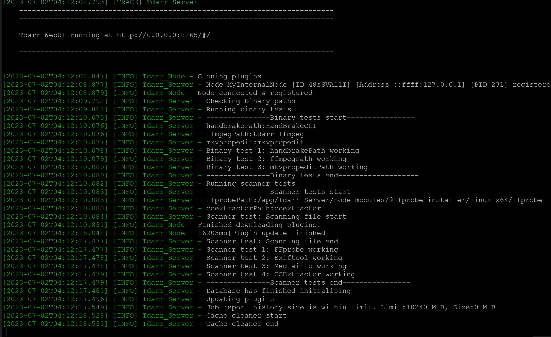 Tdarr provisioned and web UI is listening