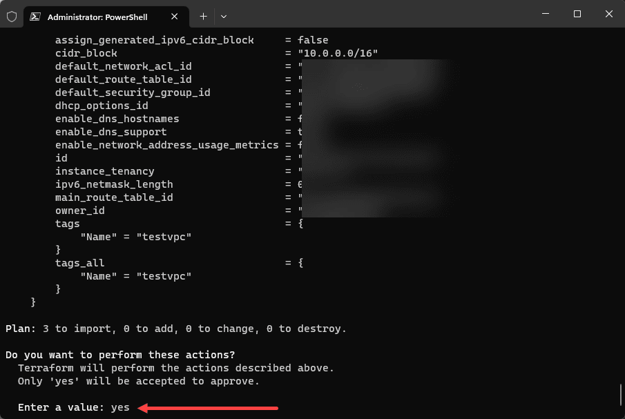 Verifying the Terraform apply operation