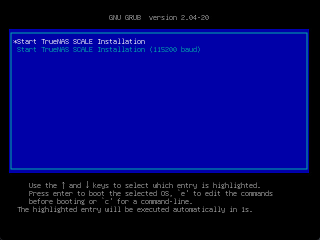Installing truenas scale