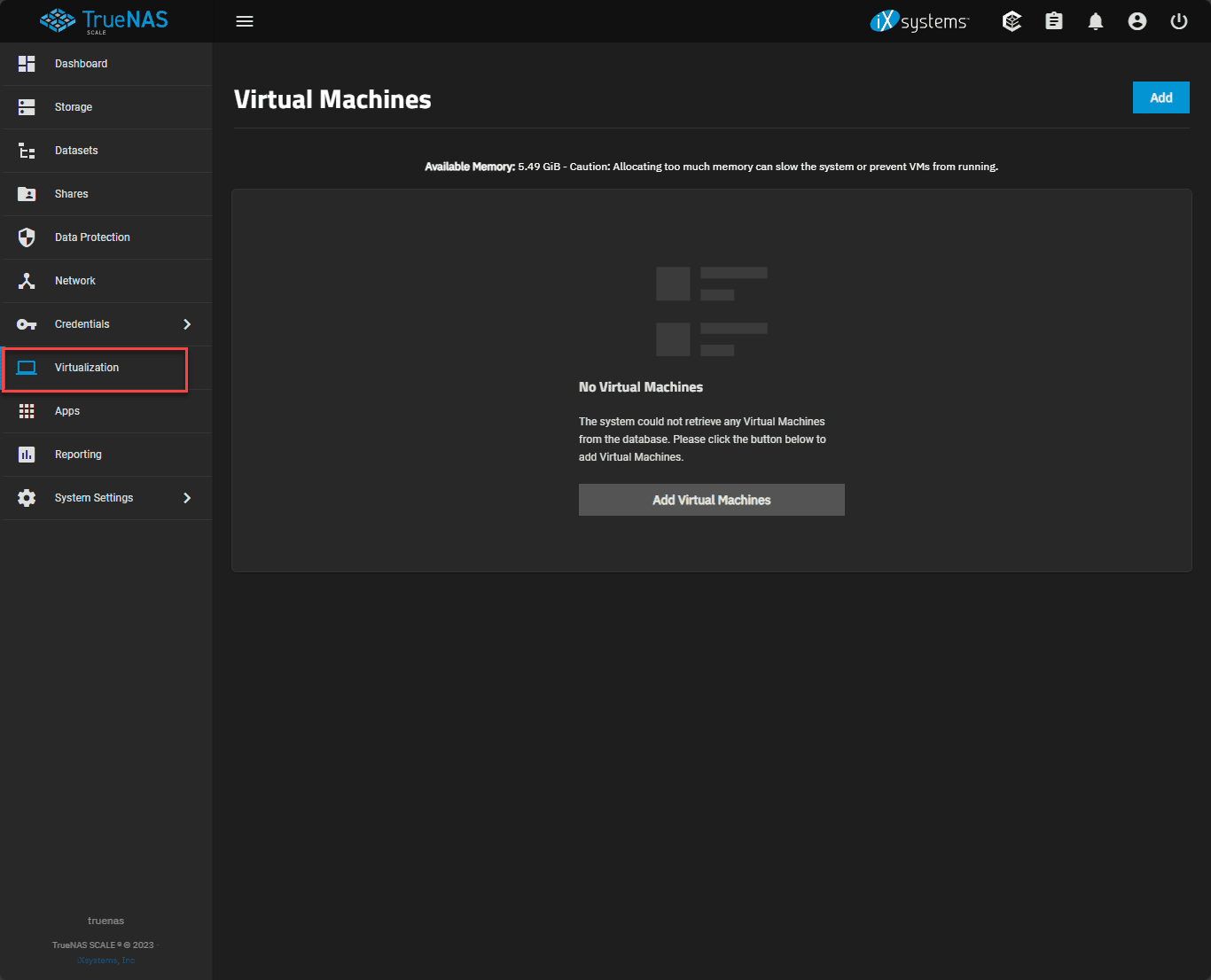 Looking at virtual machines in truenas scale