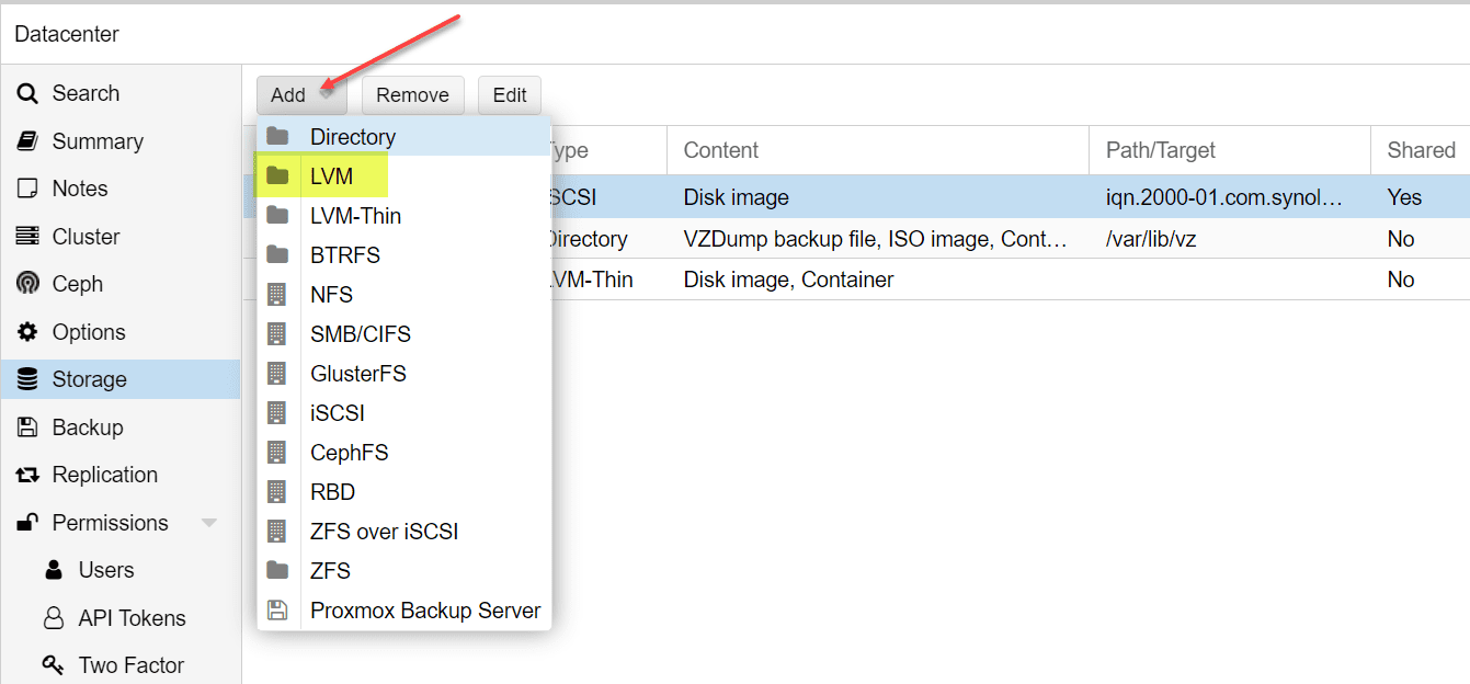 Add a new lvm in proxmox