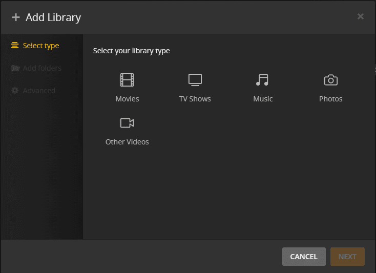 Adding a plex media library