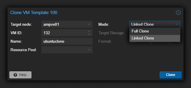 Creating a clone of a virtual machine template