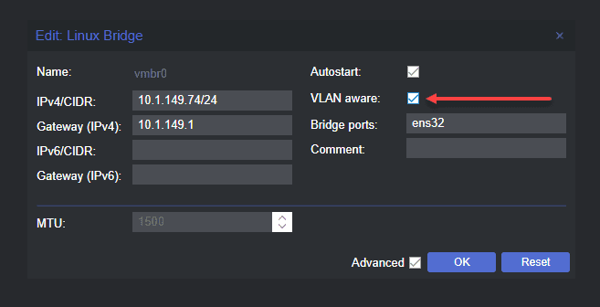 Making the bridge vlan aware