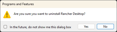 Uninstalling rancher desktop