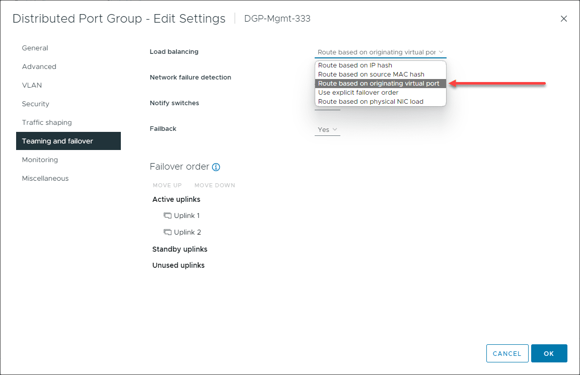 Vmware networking load balancing algorithms