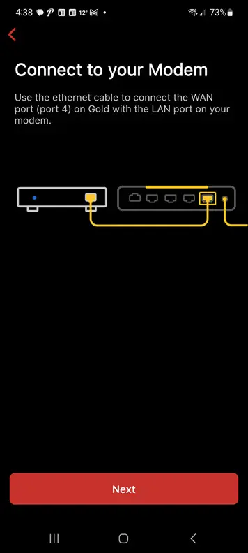 Connect your modem to the firewall gold se