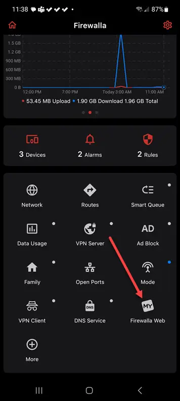 Launching firewalla web