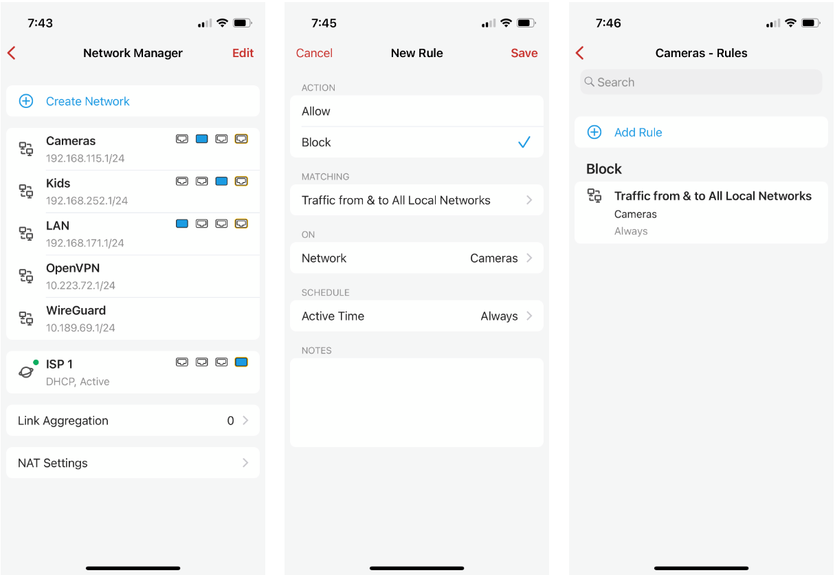 Segmentation using firewalla filtering