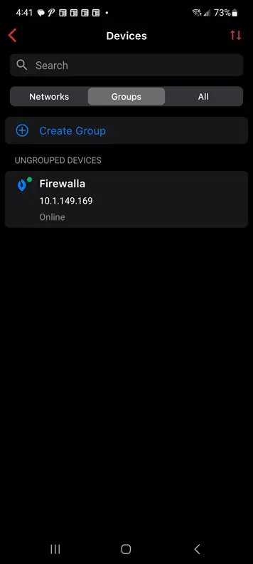 Viewing devices on the firewalla mobile app