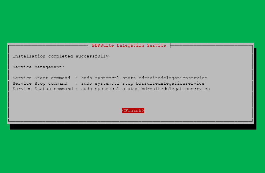 Bdrsuite agent installation completes successfully