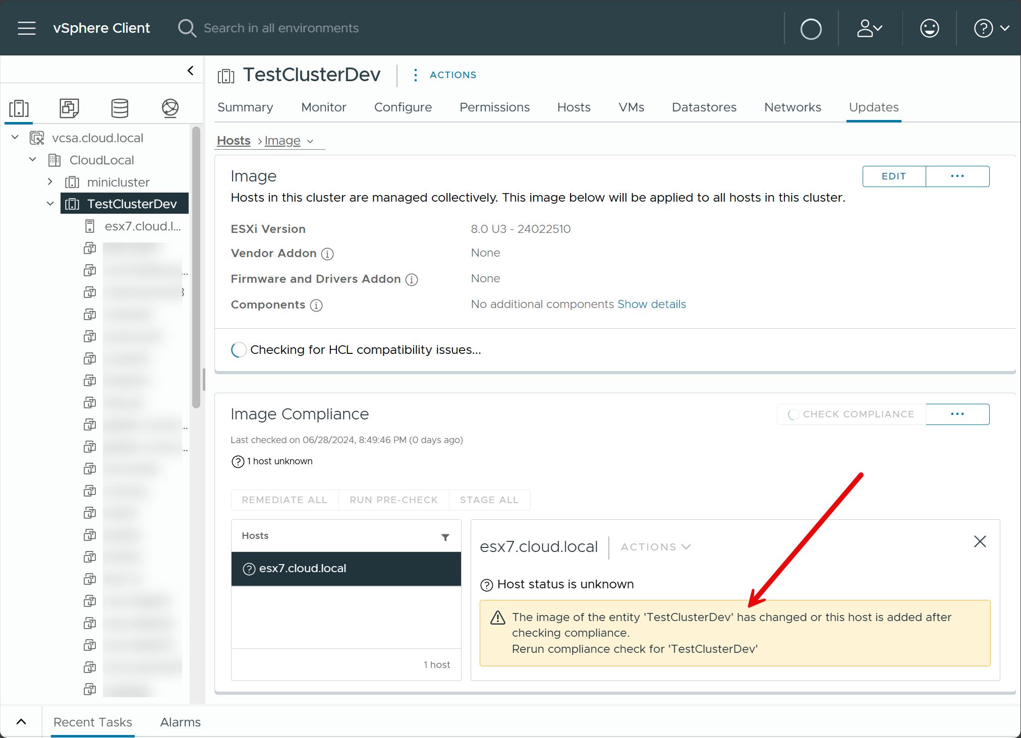 Rerun the compliance check on the cluster