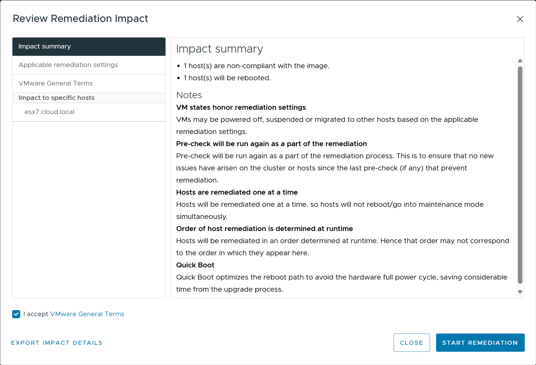 Review the remediation impact