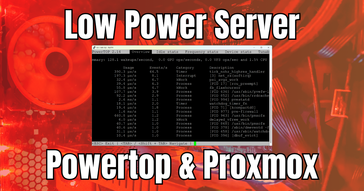 Low power server with powertop and proxmox