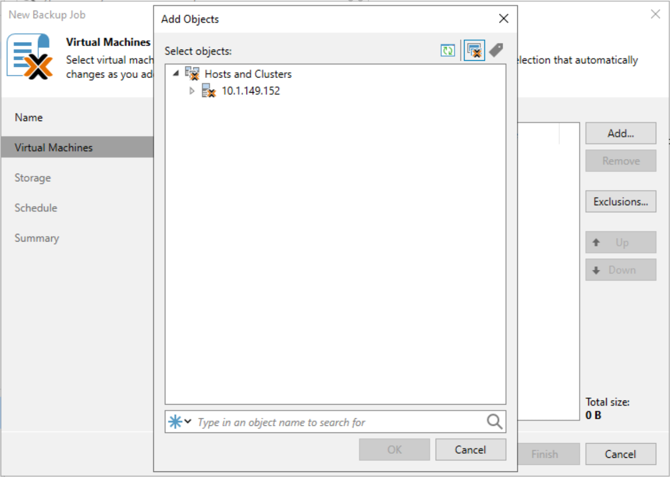 Add objects chooser in the new proxmox backup job wizard