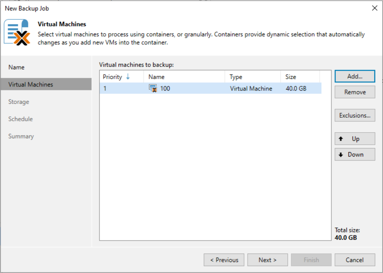 After adding a proxmox virtual machine to the new veeam 12.2 backup job