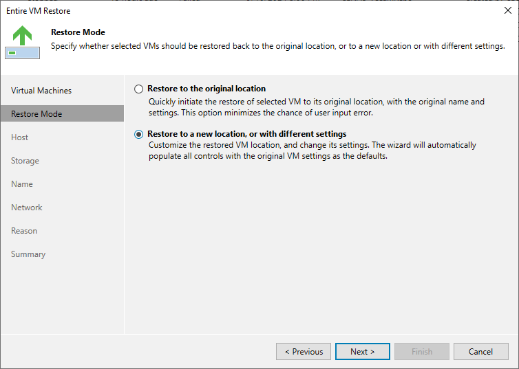 Choose your restore location for your proxmox backup