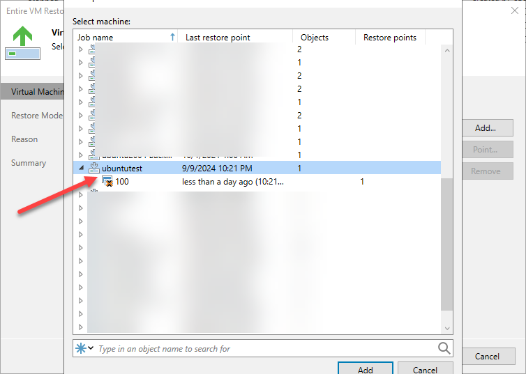 Chose your proxmox backup of your virtual machine