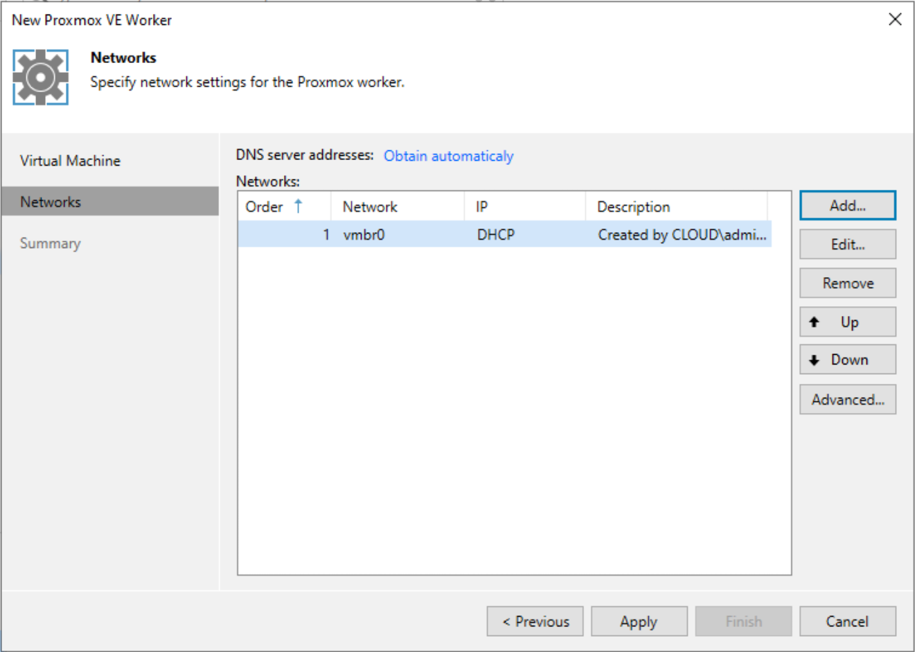 Network configuration successfully added to your proxmox ve worker