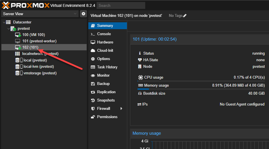 The proxmox virtual machine is restored to your proxmox ve server