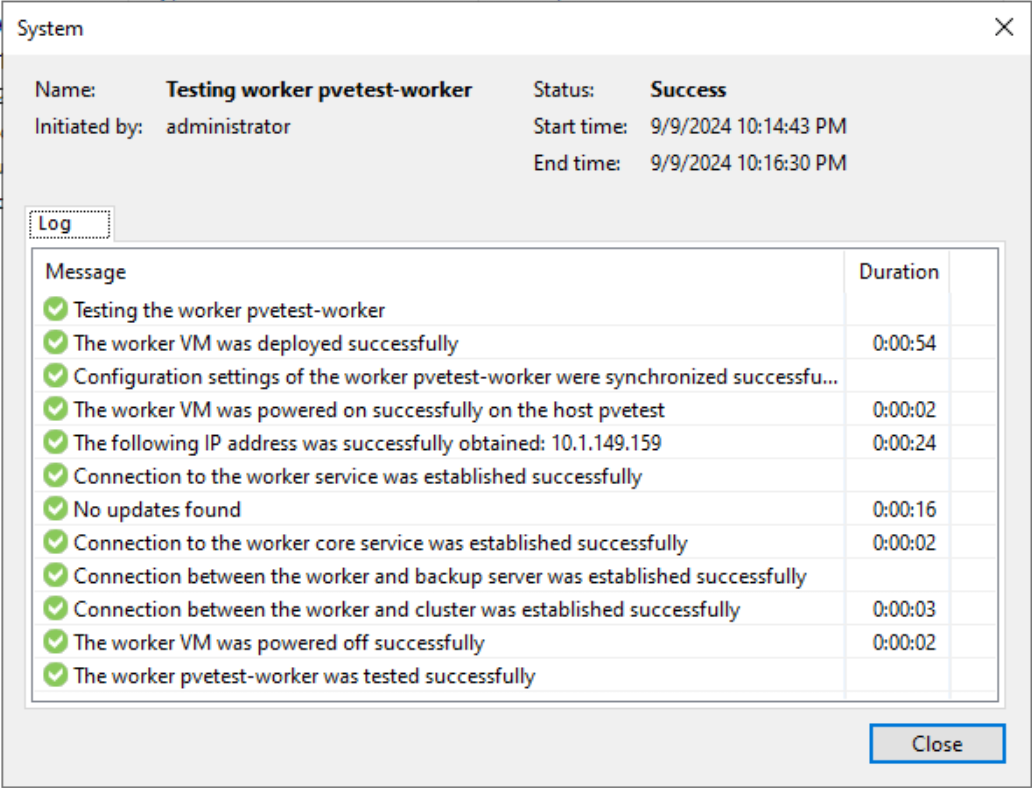 The proxmox worker is successfully added in veeam