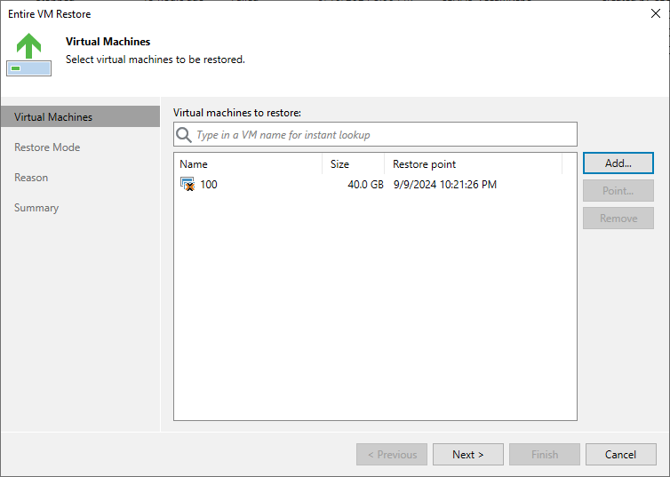 Virtual machine added to be able to restore the proxmox backup