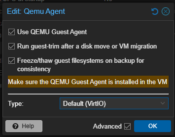 Enabling the qemu guest agent