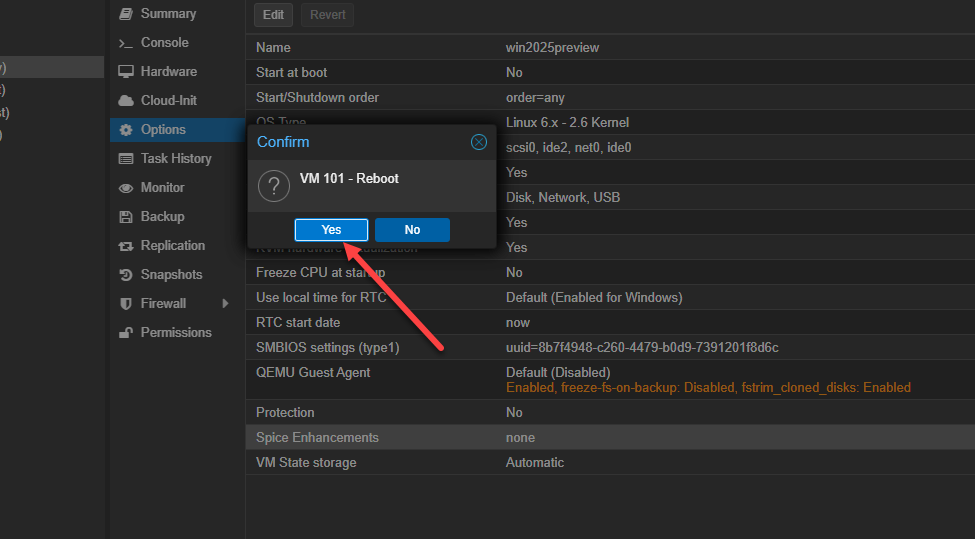 Initiating a vm reboot for installing the qemu ga