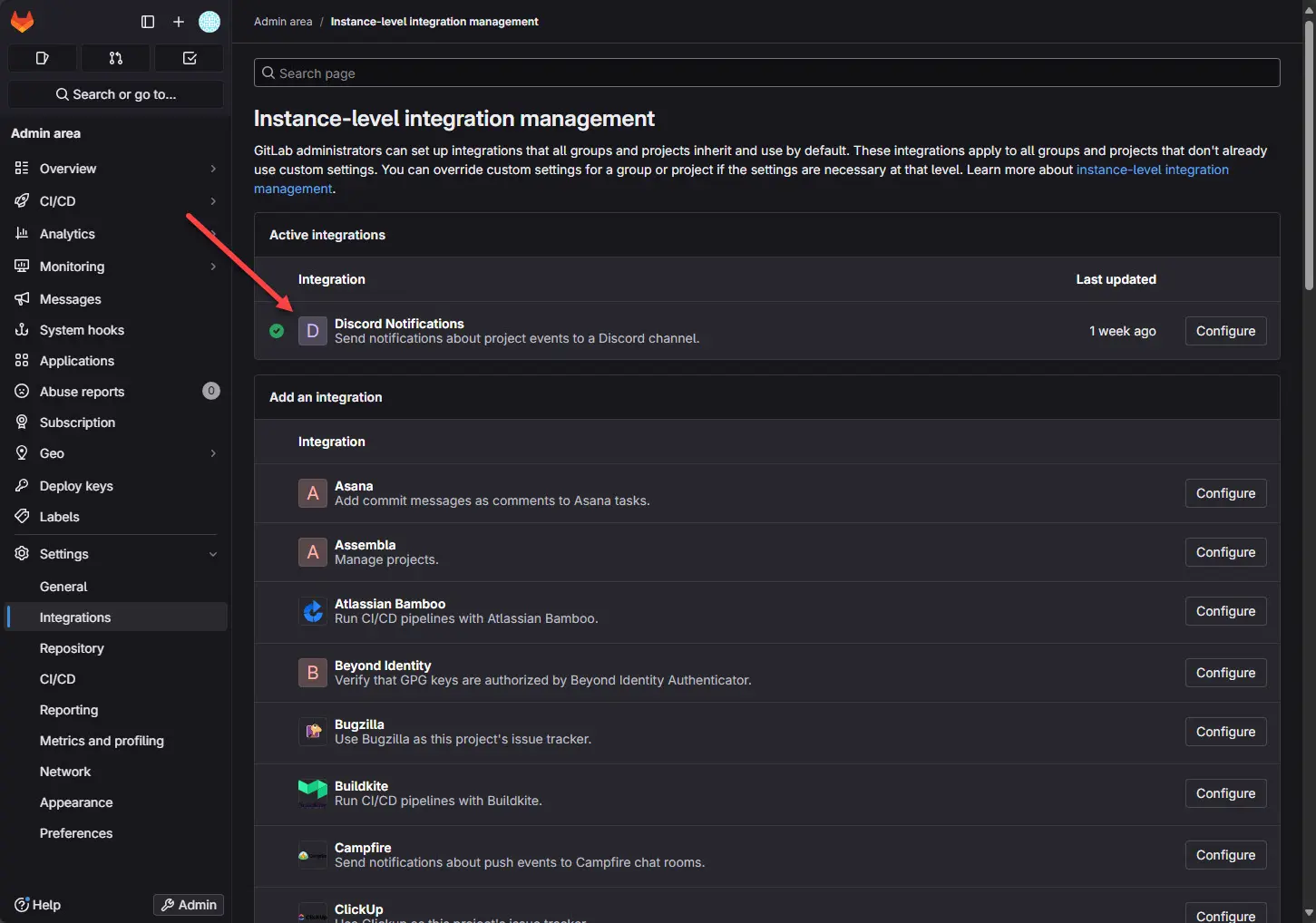 Gitlab integrations with discord