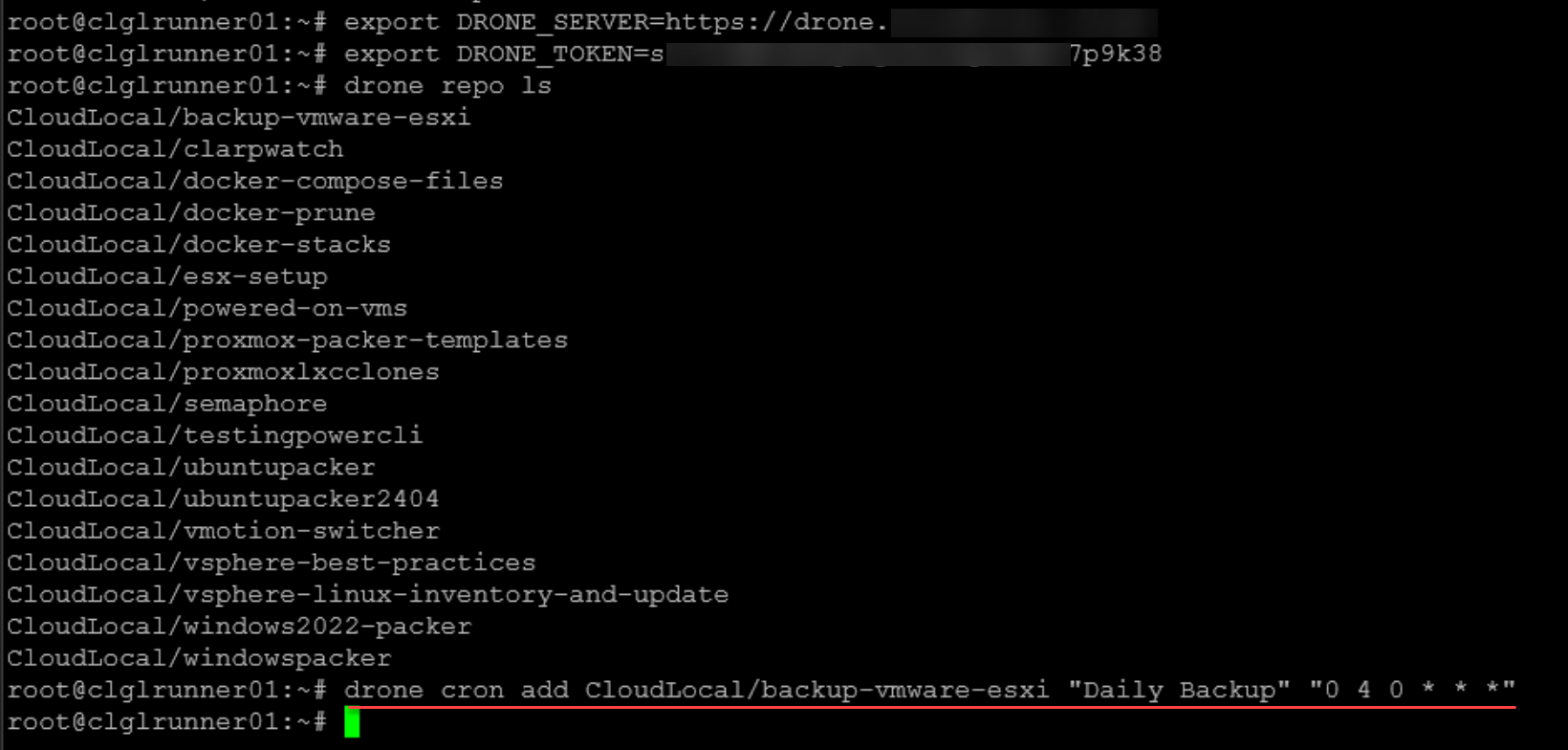 Scheduling drone through the command line to run a ci cd pipeline