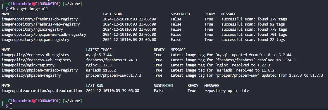 Getting the flux image update automation objects from the flux command line