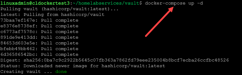 Run the docker compose up d command