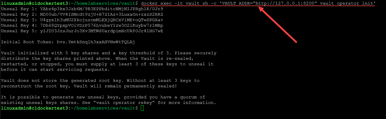 Unsealing the vault instance