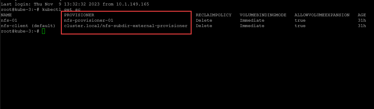 Getting the storage classes configured after installation