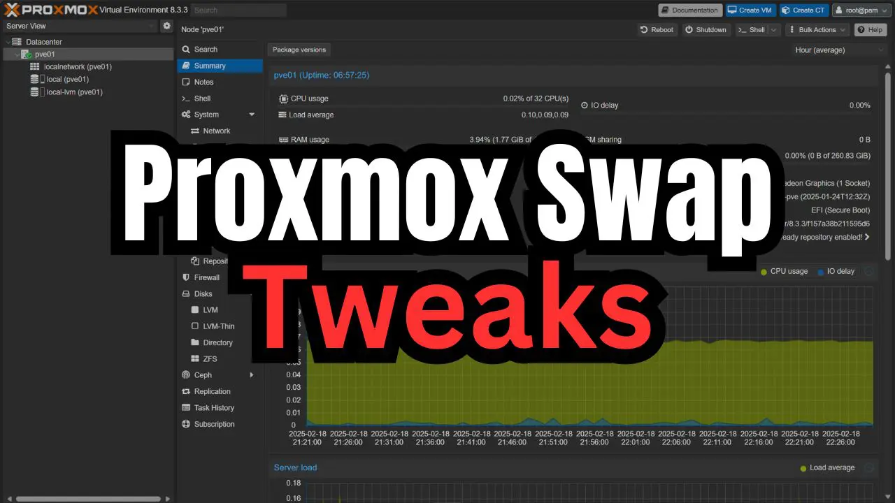 Proxmox Swap Tweaks Guide! Dedicated drive, Swappiness, Page Cluster