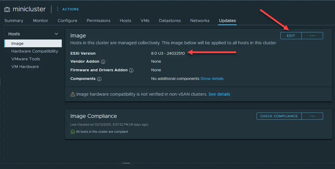 Beginning the process to edit the image for our vsphere cluster