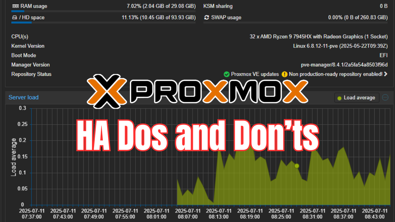 Proxmox ha dos and donts