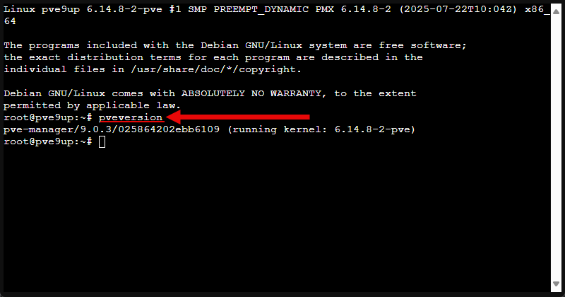 Checking the pveversion