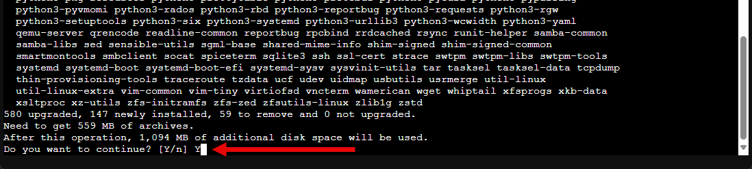 Confirm the upgrade from proxmox ve 8 to 9
