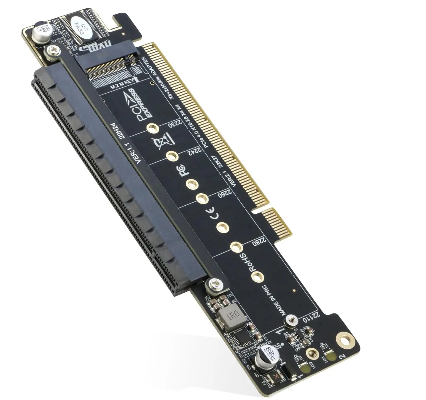 Riitop dual nvme pcie adapter, pcie 4.0 x16 to dual nvme and 1x more pcie x16