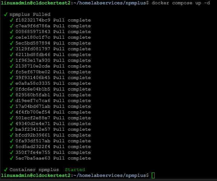 Bringing up the npmplus container