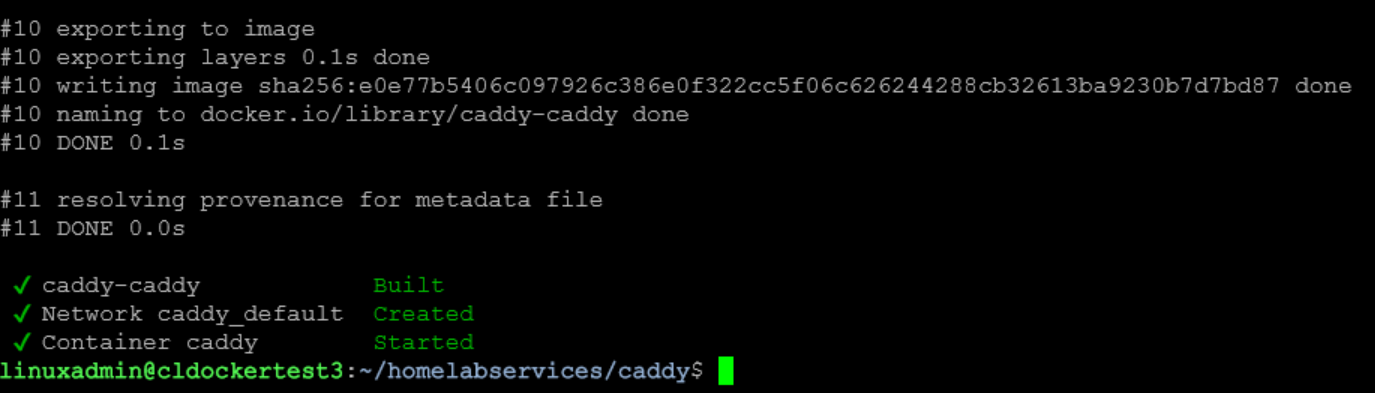 Building the caddy image and bringing up the service