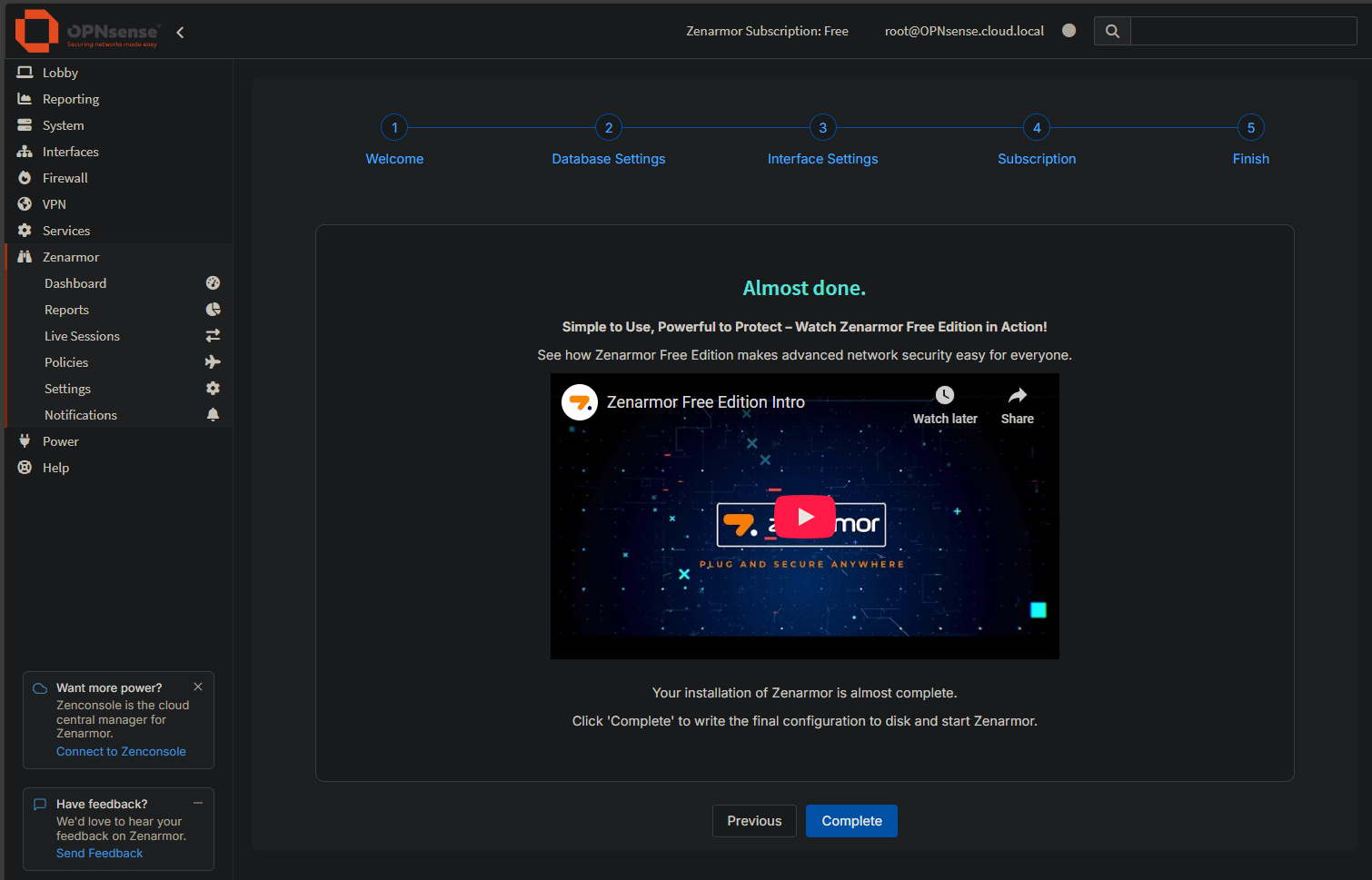 Complete the zenarmor installation