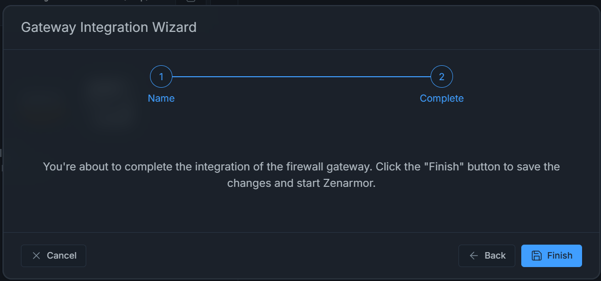 Completing the zenarmor web gateway integration