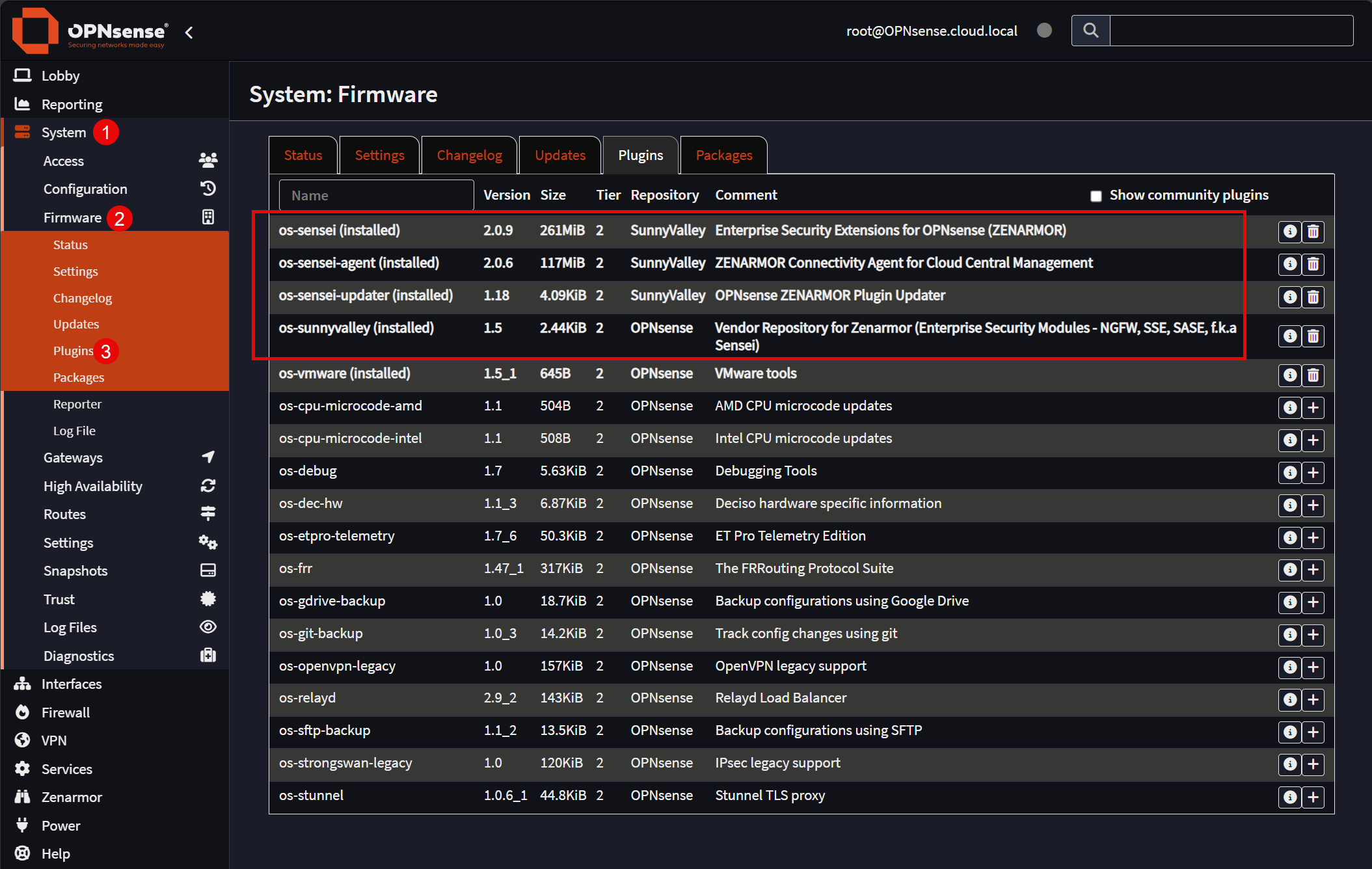 Installing the zenarmor plugin in opnsense