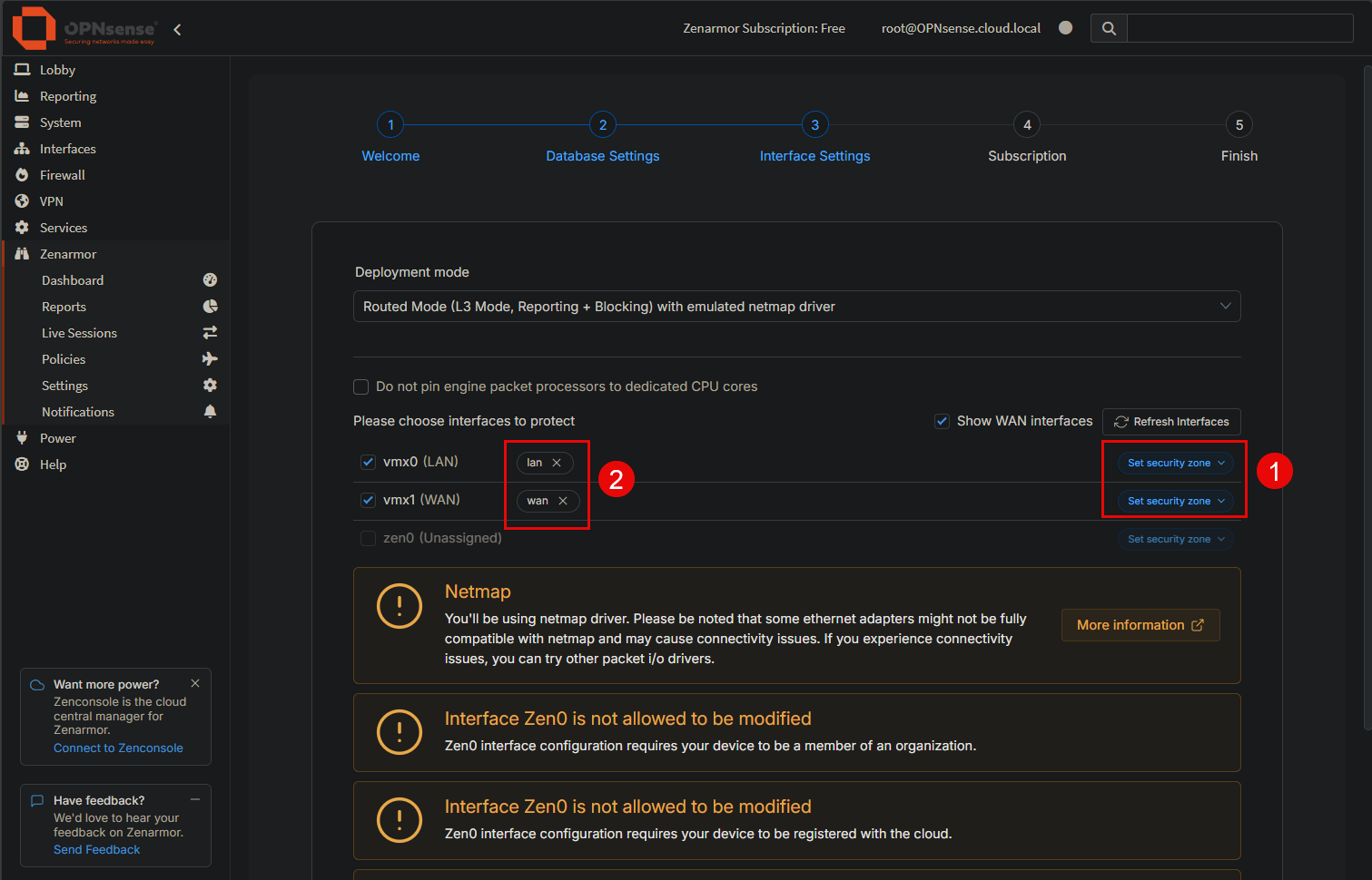 Set the security zones for the interfaces