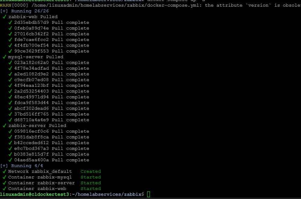 Bringing up the docker containers using the docker compose up d command